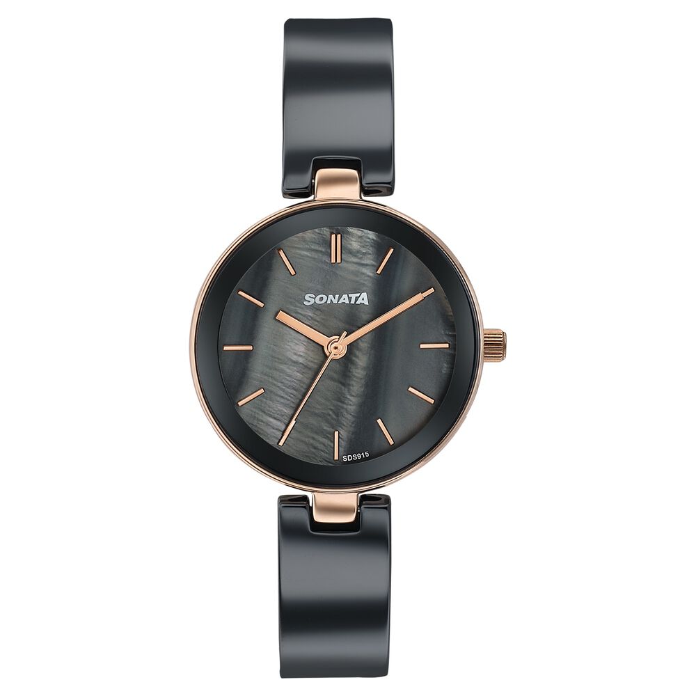 Sonata Festive Quartz Analog Black Dial Two Toned Ceramic & Metal Strap Watch For Women-image-35