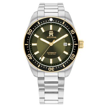 Tommy Hilfiger Automatic Green Dial Stainless Steel Strap Watch For Men