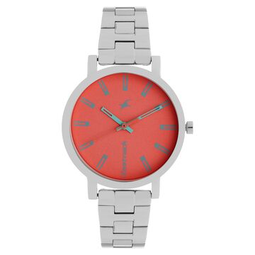 Fastrack Fundamentals Quartz Analog Grey Dial Stainless Steel Strap Watch for Girls