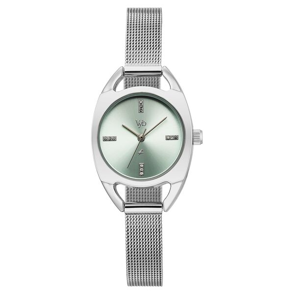 Vyb Spotlight By Fastrack Quartz Analog Blue Dial Silver Stainless Steel Strap Watch For Girls - image number 0