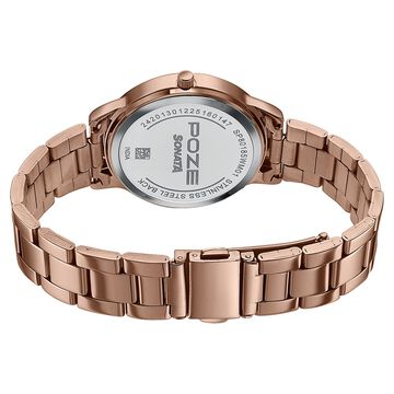 Poze By Sonata Quartz Analog Silver Dial Rose Gold Plated Stainless Steel Strap Watch For Women
