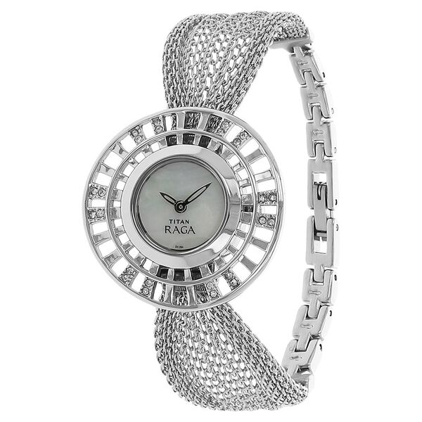 Titan Quartz Analog Mother of Pearl Dial Metal Strap Watch for Women - image number 1
