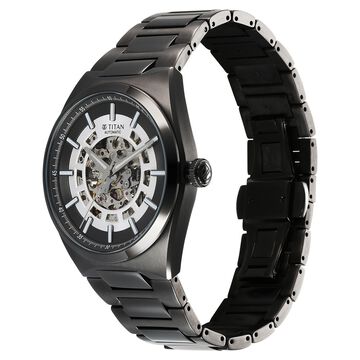 Titan Nexus Skeletal Automatic Analog with Gun Dial Gun Stainless Steel Strap Watch for Men