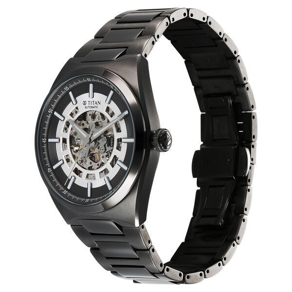 Titan Nexus Skeletal Automatic Analog with Gun Dial Gun Stainless Steel Strap Watch for Men - image number 3