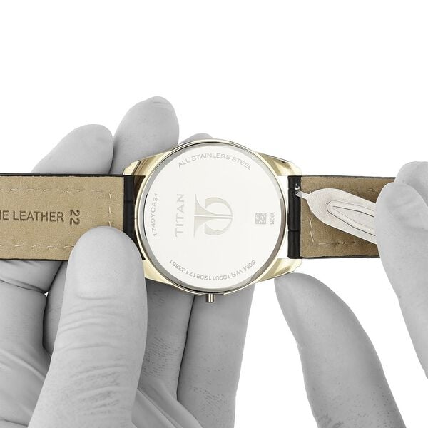22 mm Black Genuine Leather Strap for Men - image number 6