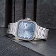 Titan Classique Slim Square Quartz Analog with Date Silver Dial Stainless Steel Strap Watch for Men