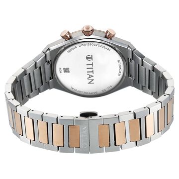 Titan Micromotors Analog with Retrograde Day and Date and Silver Dial Dual Tone Pink Stainless Steel Strap Watch for Men