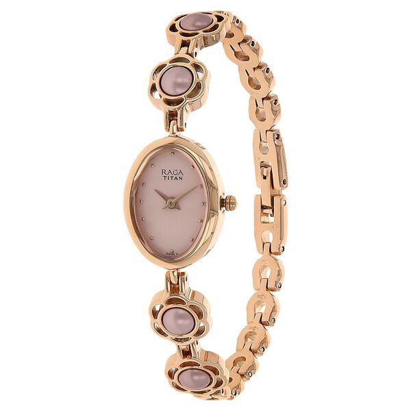 Titan Raga Aurora Pink Dial Women Watch With Metal Strap - image number 1