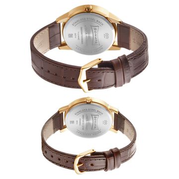 Sonata Quartz Analog with Date White Dial Leather Strap Watch for Couple