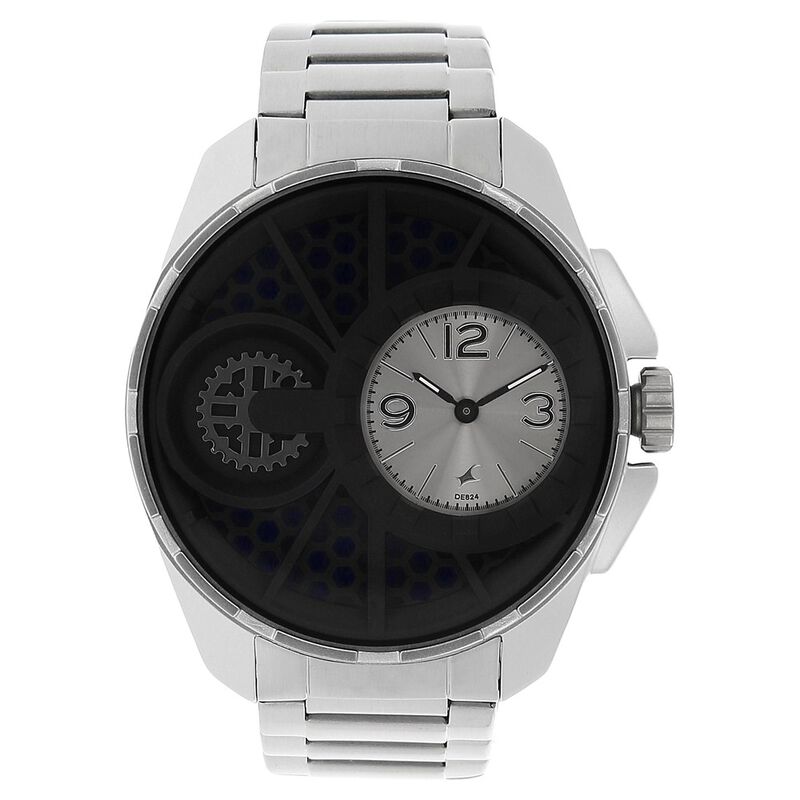 Fastrack Quartz Analog Silver Dial Stainless Steel Strap Watch for Guys