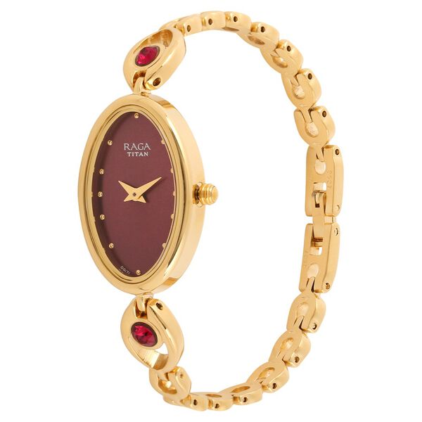 Titan Quartz Analog Red Dial Metal Strap Watch for Women - image number 1