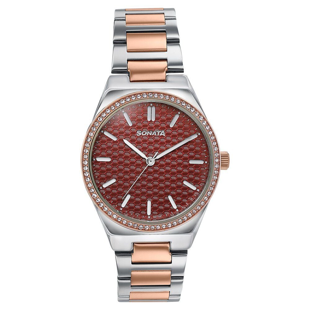 Sonata Jashn Quartz Analog Maroon Dial Two Toned Metal Strap Watch For Women-picture-30