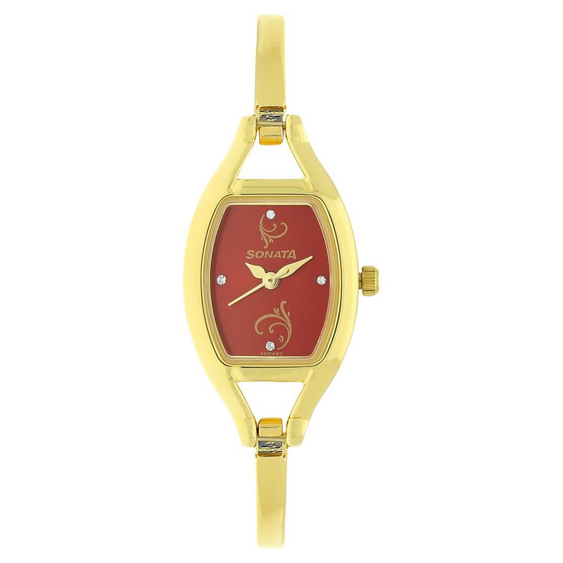 Sonata Quartz Analog Red Dial Metal Strap Watch for Women - image number 0