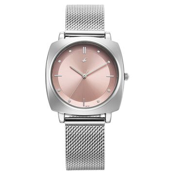 Fastrack Stunners X Quartz Analog Pink Dial Stainless Steel Strap Watch For Girls