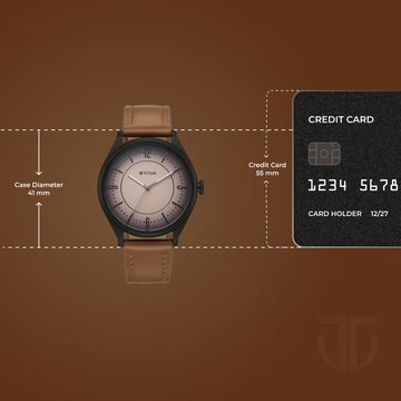 Titan Neo Basics Analog with Beige Dial Brown Leather Strap Watch for Men