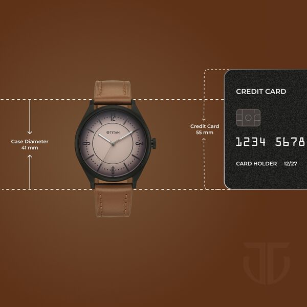 Titan Neo Basics Analog with Beige Dial Brown Leather Strap Watch for Men - image number 3