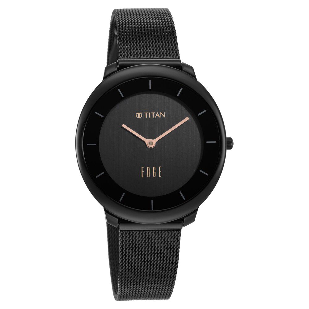 Buy Online Titan Edge Slim Stainless Steel Black Dial Analog Watch for Women ns2677nm01 Titan