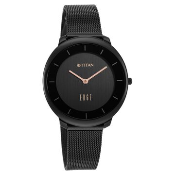 Titan Edge Black Dial Analog Stainless Steel Strap Watch for Women