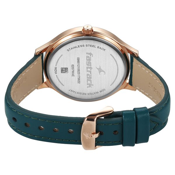 Fastrack Style Up Quartz Analog Green Dial Green Leather Strap Watch For Girls - image number 4