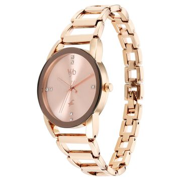 Vyb Striker By Fastrack Quartz Analog Rose Gold Dial Metal Strap Watch For Girls
