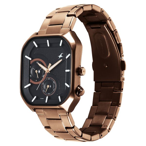 Fastrack Groove Multifunction Black Dial Metal Strap Guy's Watch with Lume indices - image number 4