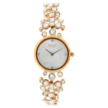 Titan Raga Moonlight Mother of Pearl Dial Women Watch With Metal Strap