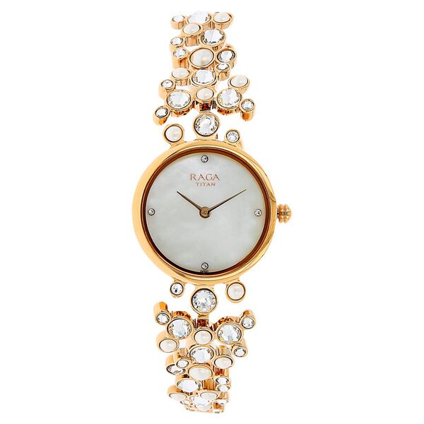 Titan Raga Moonlight Mother of Pearl Dial Women Watch With Metal Strap - image number 0
