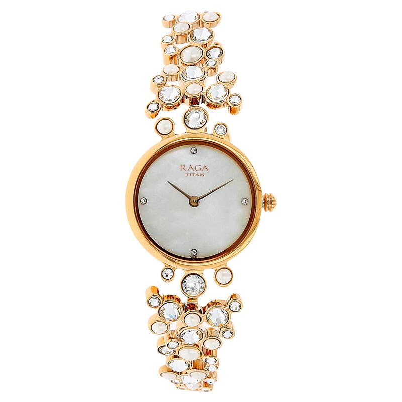 Titan Raga Moonlight Mother of Pearl Dial Women Watch With Metal Strap