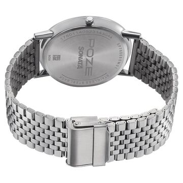 Sonata Poze Quartz Analog Blue Dial Metal Strap Watch for Men