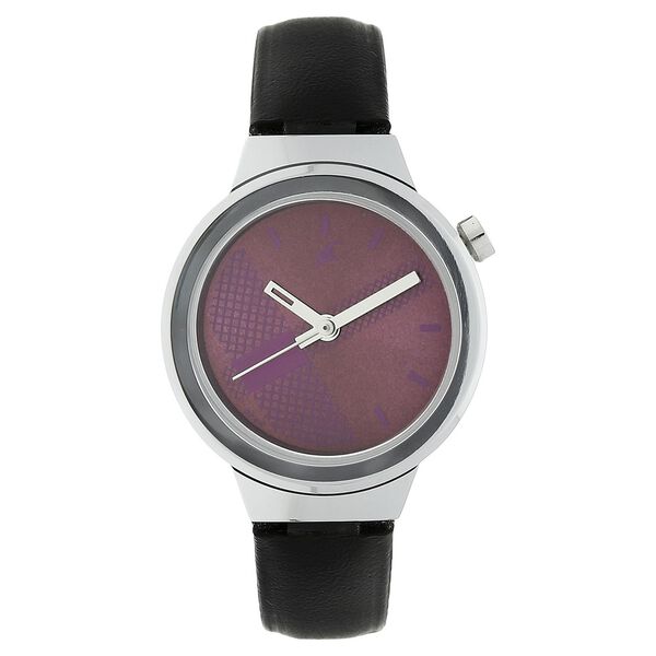 Fastrack Quartz Analog Purple Dial Leather Strap Watch for Girls - image number 0