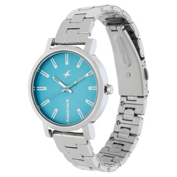 Fastrack Fundamentals Quartz Analog Blue Dial Stainless Steel Strap Watch for Girls