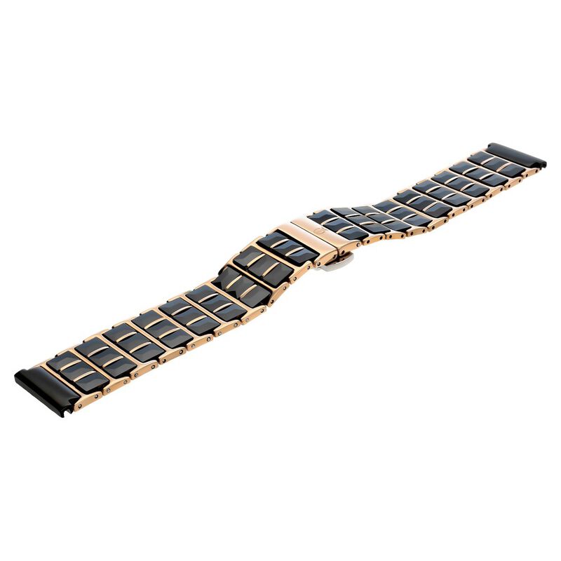 Best Quality 18K Rose Gold With Black Rubber Central Links Watch Strap W301980M_K0000704