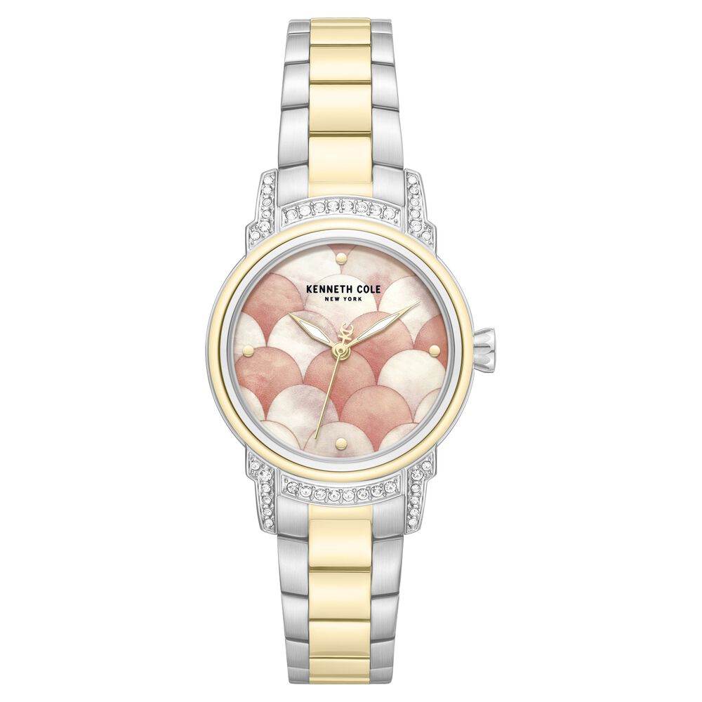Kenneth Cole Quartz Analog Pink Mother of Pearl Dial Two Toned Stainless Steel Strap Watch For Women-image-42
