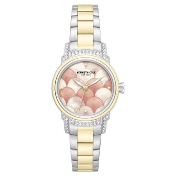 Kenneth Cole Quartz Analog Pink Mother of Pearl Dial Two Toned Stainless Steel Strap Watch For Women