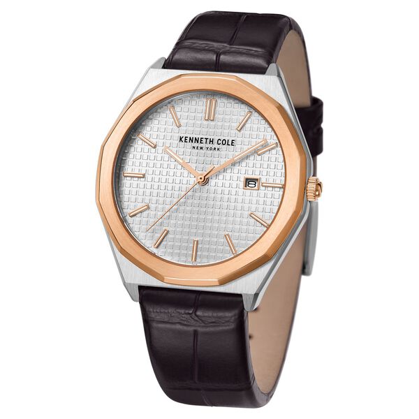 Kenneth Cole Silver Dial Quartz Analog with Date Leather Strap Watch for Men - image number 1