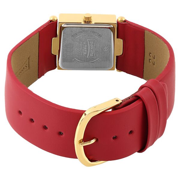 Sonata Quartz Analog Champagne Dial Red Leather Strap Watch For Women - image number 3