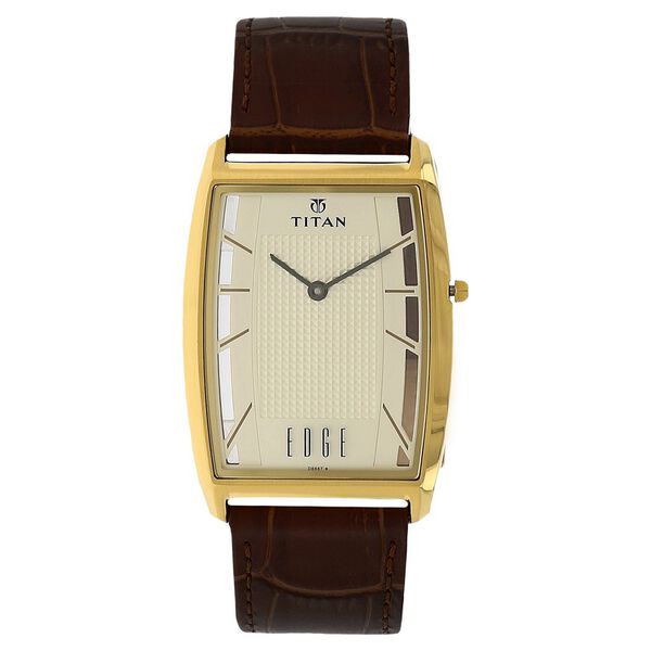 Titan Quartz Analog Champagne Dial Leather Strap Watch for Men - image number 0