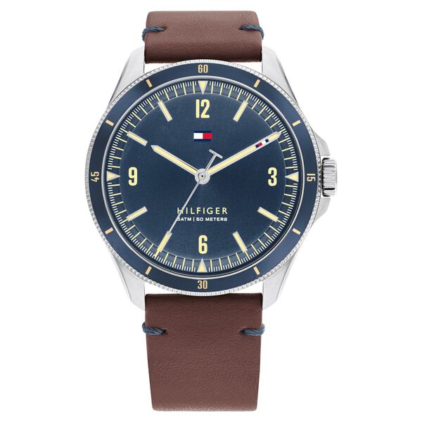 Tommy Hilfiger Quartz Analog Blue Dial Leather Strap Watch for Men - image number 0