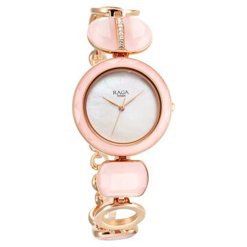 Titan Raga New You Quartz Analog Mother Of Pearl Dial Rose Quartz stone Strap Watch for Women