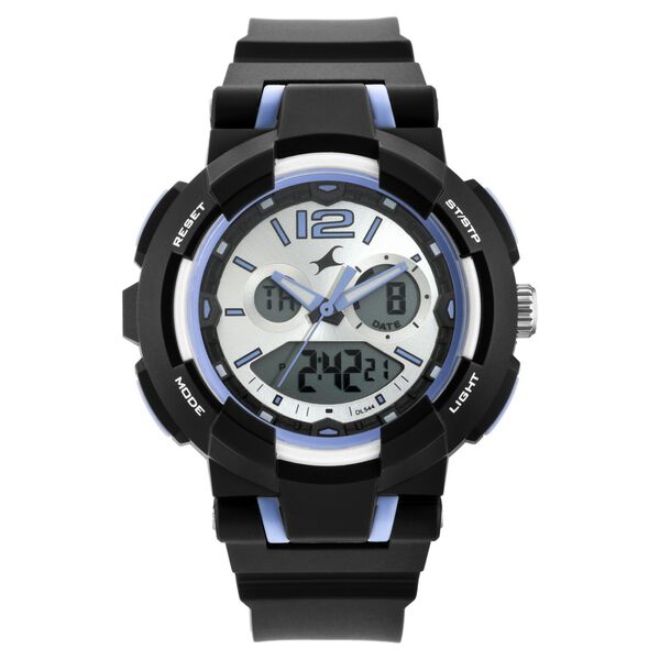 Fastrack Street Line Quartz Digital Analog Digital Silver Dial Black Polyurethane Strap Watch For Girls - image number 2