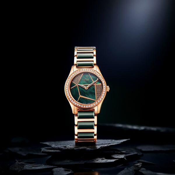 Xylys Shimmer Swiss Aanlog Steel & Ceramic Mother of Pearl Green Dial Watch for Women - image number 5