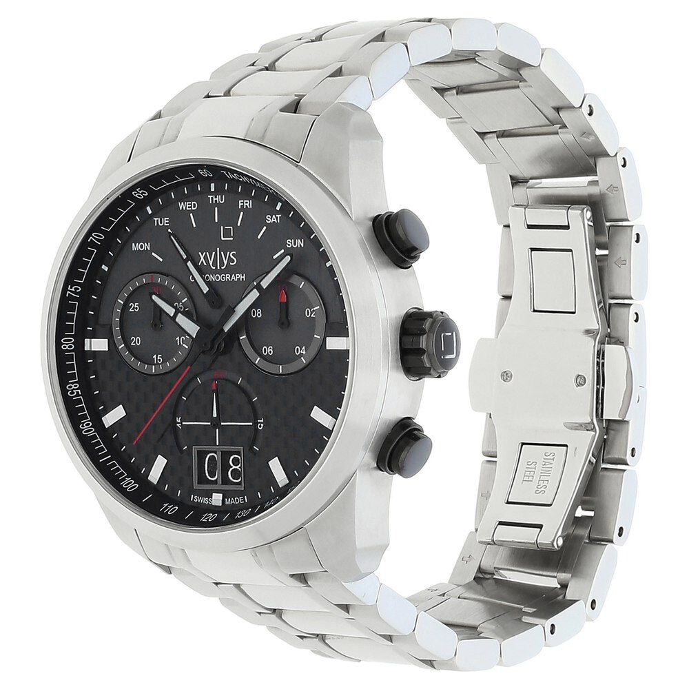 Buy Online Xylys Swiss Chronograph Silver Stainless Steel Strap and Grey Dial Watch For Men 40027km01 Titan