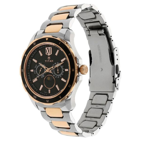 Titan Quartz Multifunction Black Dial Stainless Steel Strap Watch for Men - image number 1