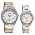 Titan Modern Bandhan Pair Analog with White Dial Dual Tone Rose Gold Stainless Steel Strap Watch for Couples - image number 1