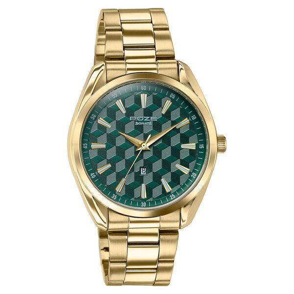 Sonata Poze Quartz Analog Two Toned Dial Golden Colour Stainless Steel Strap Watch For Men - image number 1