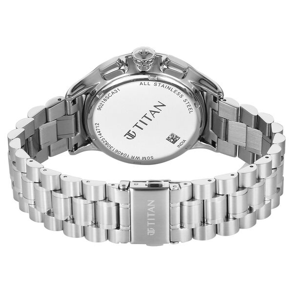 Titan Classique Half Cut Chronograph Analog with Black Dial Silver Stainless Strap Watch for Men - image number 4
