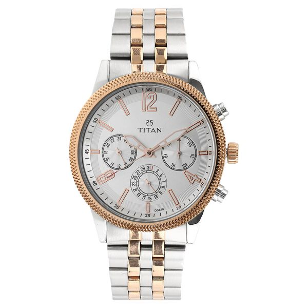 Titan Men's Metropolitan Luxe: Multifunction White Dial with Two-Tone Stainless Steel Bracelet Watch - image number 0