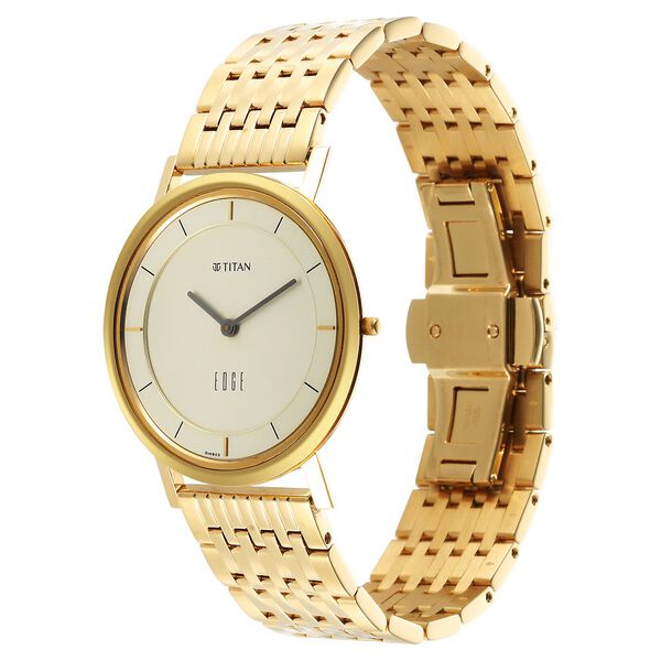 Edge Metal Yellow Dial Stainless Steel Strap Watch Men - image number 3