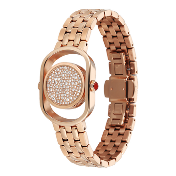 Titan Raga Paris, with Love Quartz Analog Red Mirror Polished Dial Rose Gold Stainless Steel Strap Watch For Women