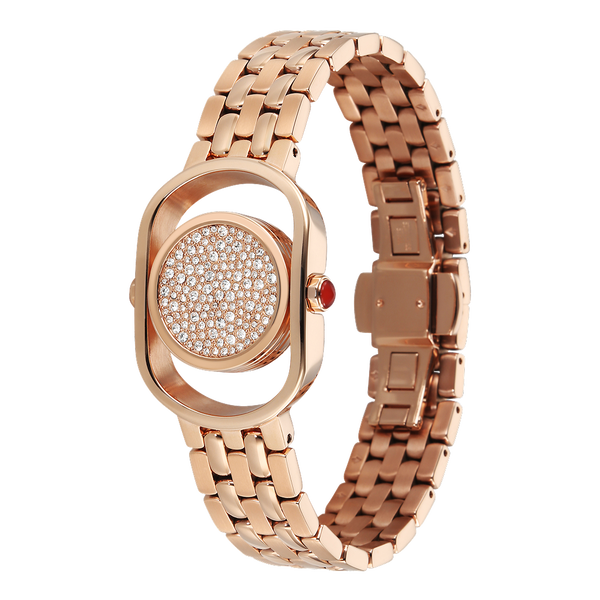 Titan Raga Paris, with Love Quartz Analog Red Mirror Polished Dial Rose Gold Stainless Steel Strap Watch For Women - image number 5